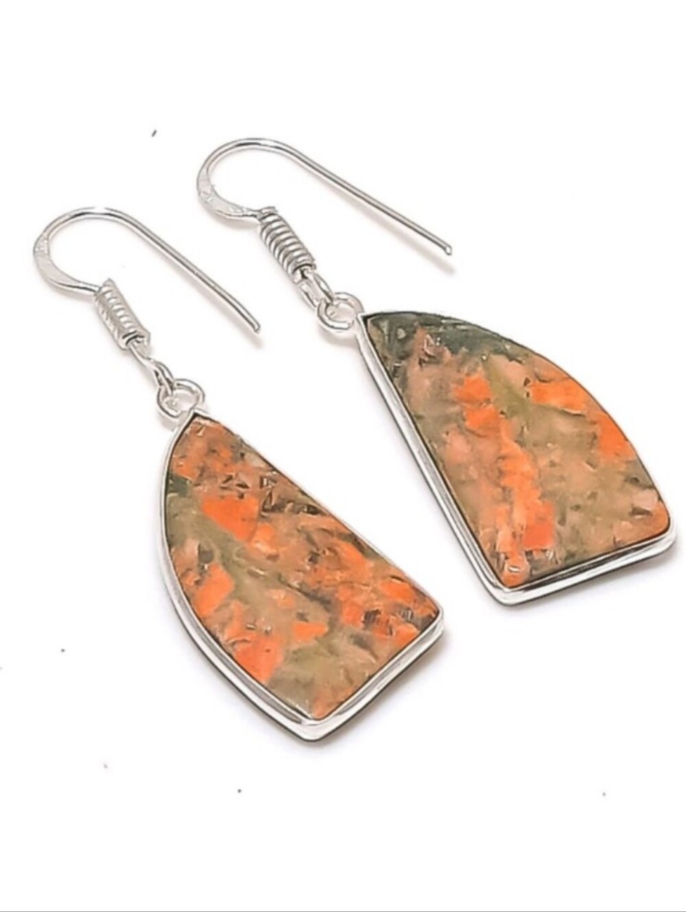 Unakite Gemstone Jewelry 925 Sterling Silver Handmade Drop Dangle Earrings